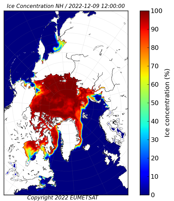 Display OSI SAF Sea Ice Concentration for 20221209 (1200 UTC).